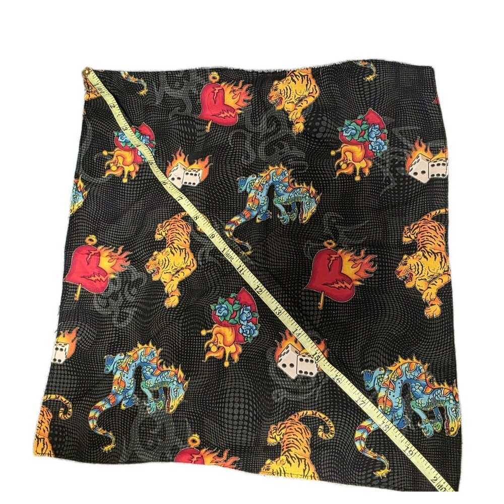 Tattoo Bandana Fabric Black Dragon Heart Lions Dice 15" x 14" 21" Diagonal